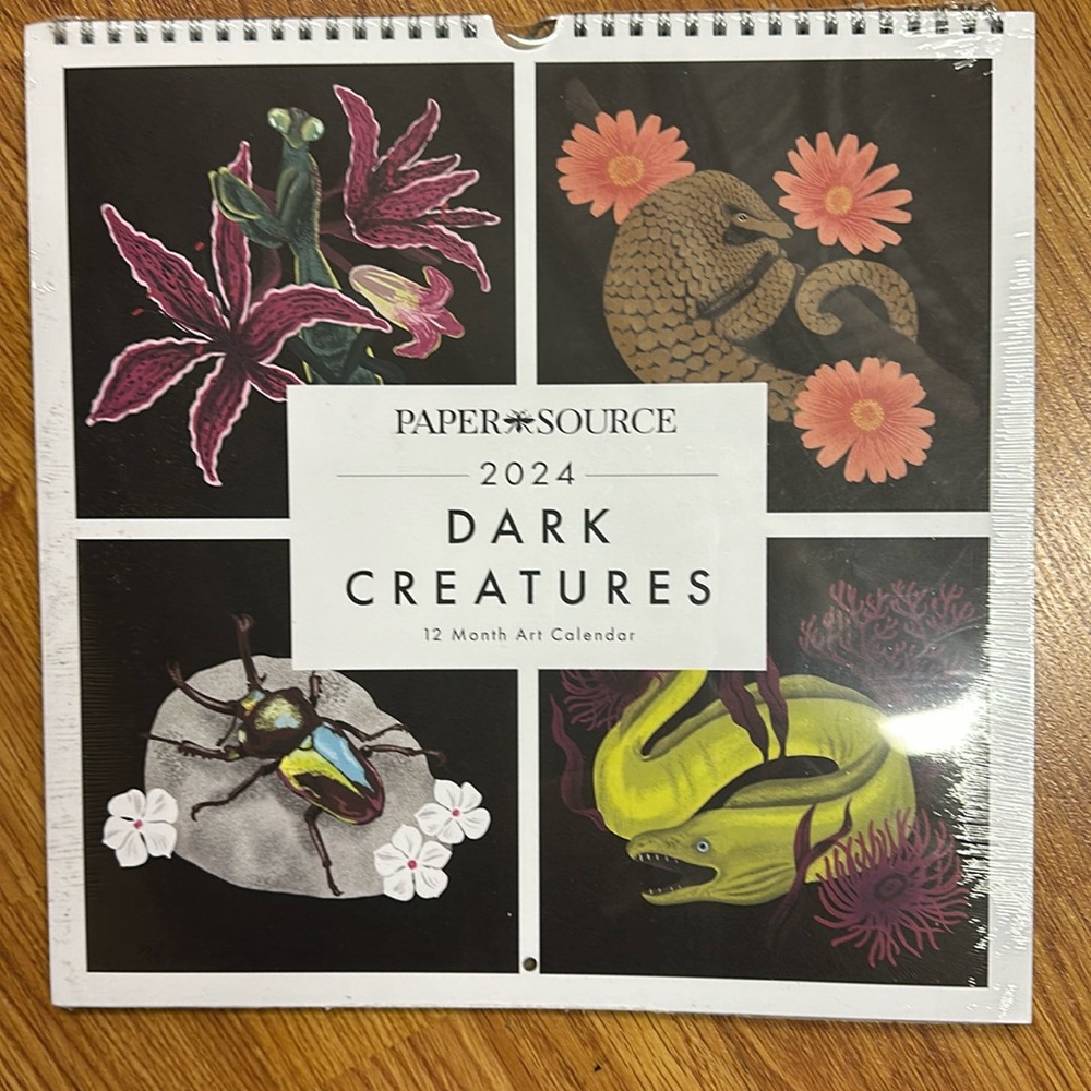 Brand new 2024 Paper Source dark creatures art calendar